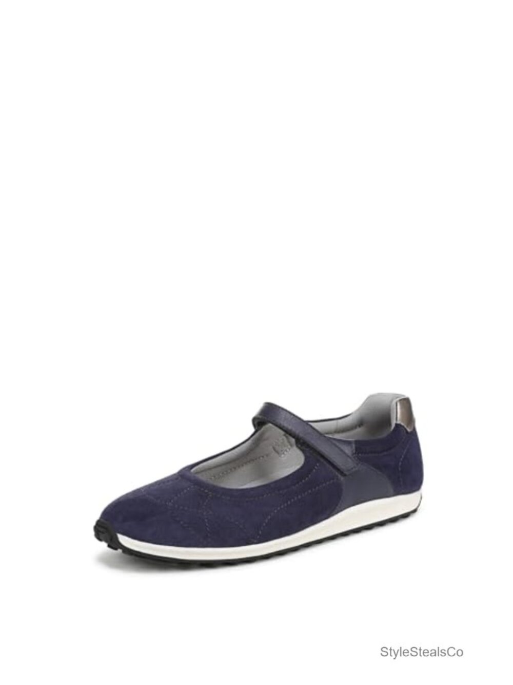 Suede Leather Mary Jane Sneakers Hook & Loop Strap Walking Shoes N Flex
